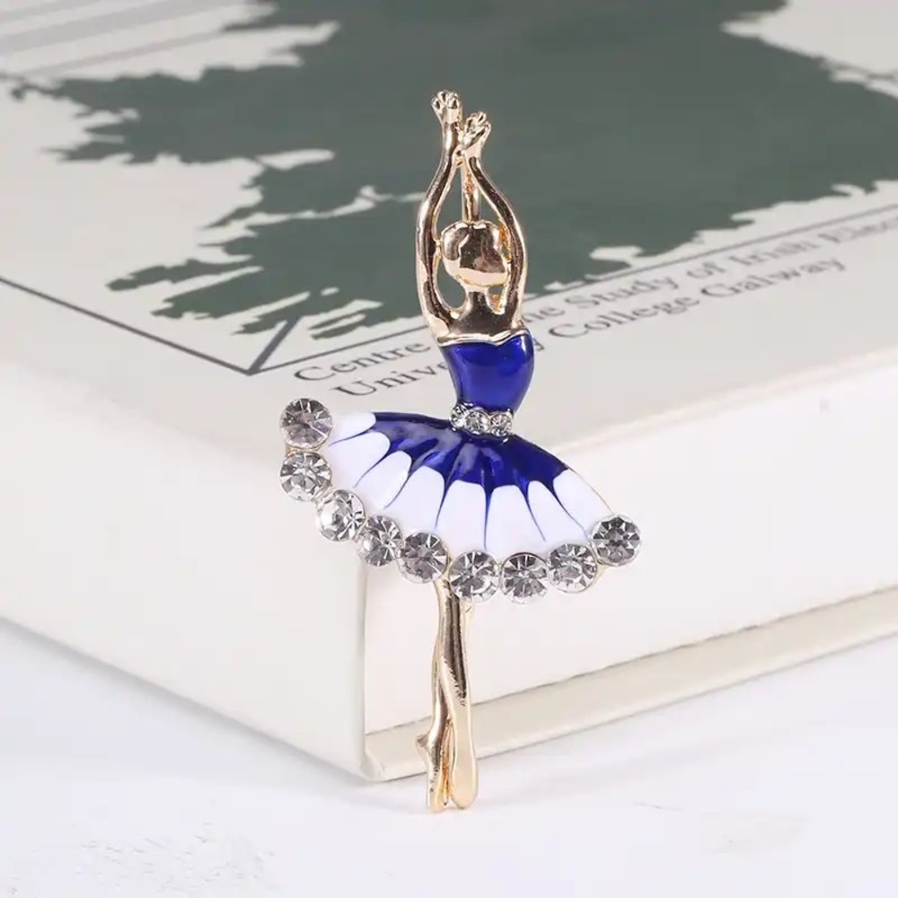 BLUE DRESSED DANCER BROOCH / PIN
